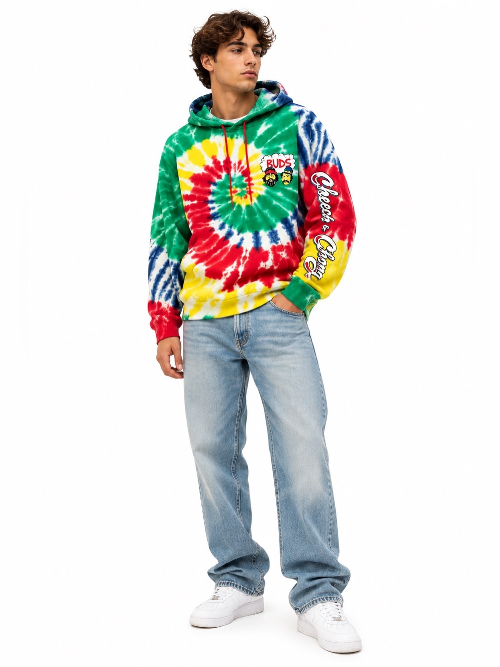 Cheech & Chong Buds 420 Tie Dye Graphic Pullover Hoodie – Large NWT